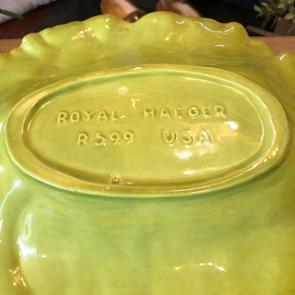 18 Inch Vintage Royal Haegar Cabbage Leaf Serving Dish  R599 - Picture 3 of 5